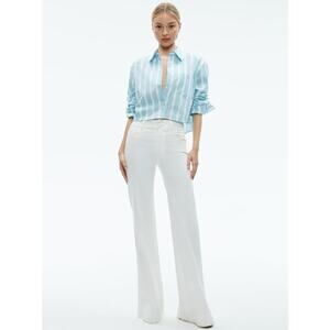 Alice + Olivia Finely Cropped Button Down Shirt